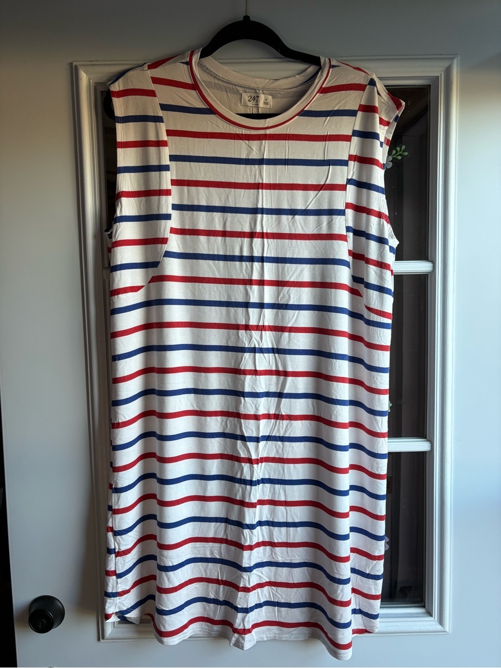 Maurices Sleeveless Striped dress- White, Red & Blue